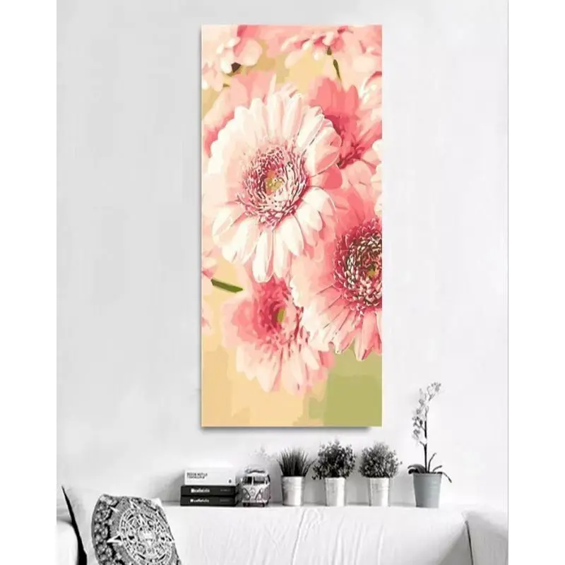 

Paint By Numbers For Adults pink flowers Photo Frames Picture Acrylic 60X75Cm On Canvas Living Room decoration Gatyztory Diy Kit