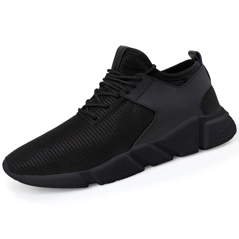 

Summer men's breathable black side casual board shoes men's soil for work all black pure black mesh shoes popular shoes trend