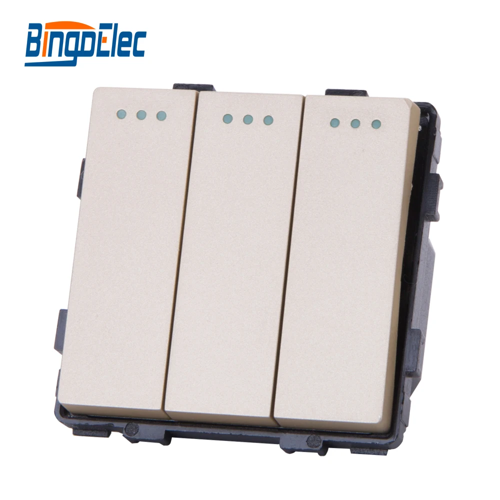 Bingoelec EU/UK Hot Selling 3gang 1way Pull Wall Light Switch DIY Part No Frame | Обустройство дома