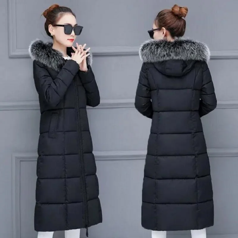 

Женская длинная парка с мехом и капюшоном, с длинным рукавом