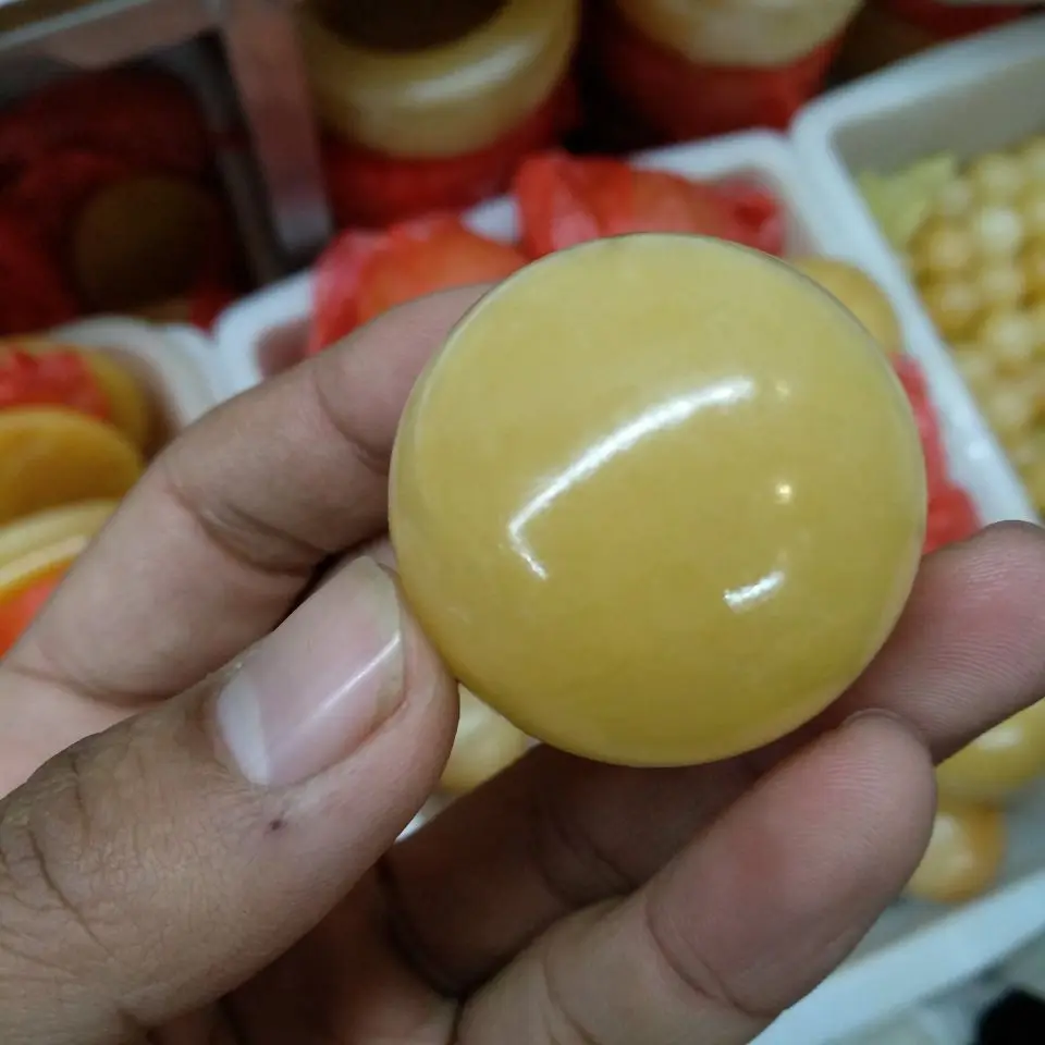 

35mm Natural Yellow Topaz carving ball feng shui ball Asia fashion good luck ball Gem Crystal Home Decoration