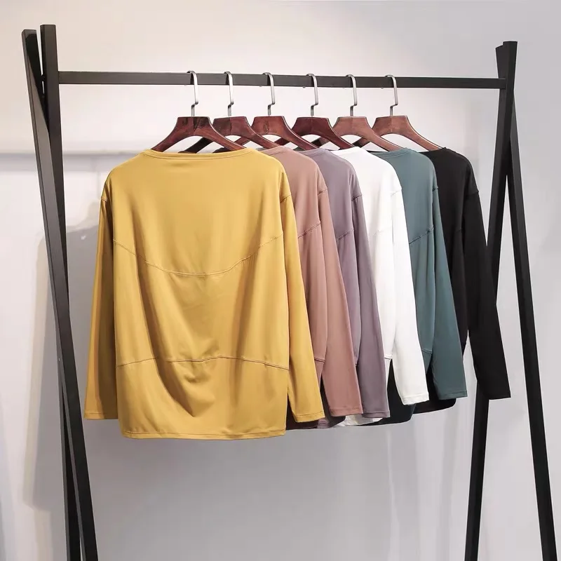 Женская спортивная рубашка SHINBENE с длинным рукавом свободного покроя защитой от