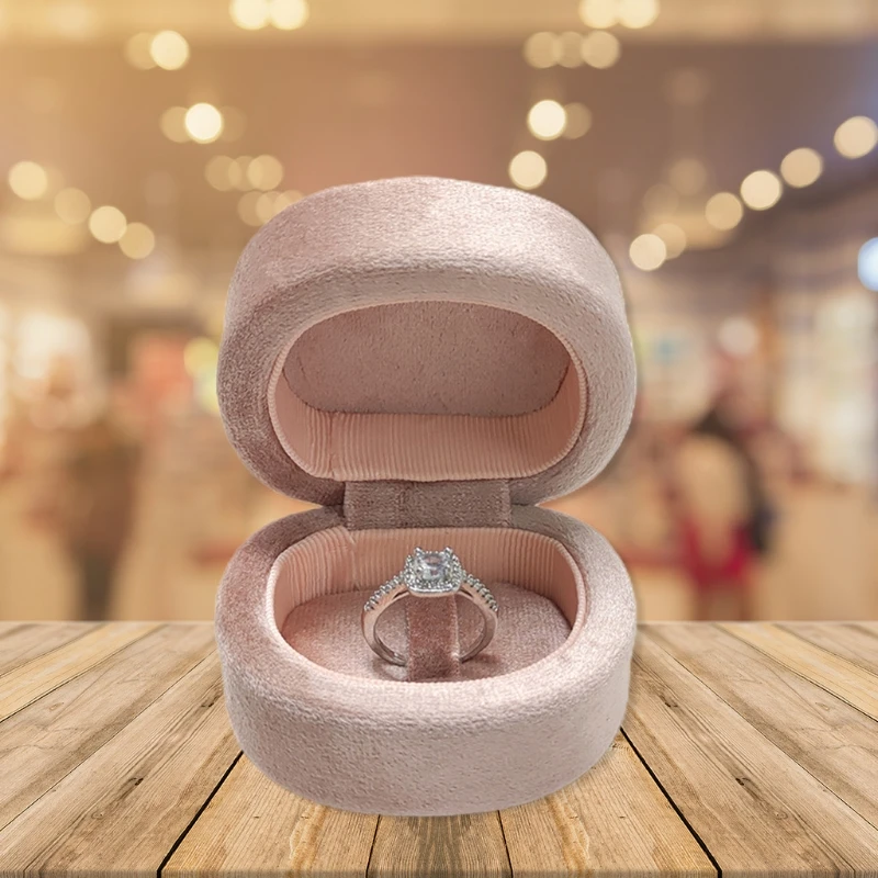 

D Shaped Velvet Ring Box Wedding Engagement Rings Organizer Jewelry Gifts Display Storage Case