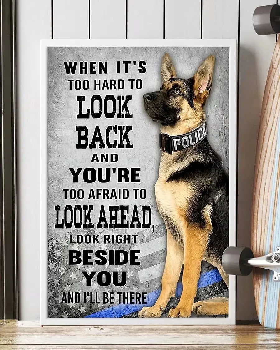 

Alert Dog Metal Tin Sign-When It'S Hard To Look Back, Vintage Tin Sign Is Suitable For Home Kitchen Club Bedroom Bar Coffee Shop