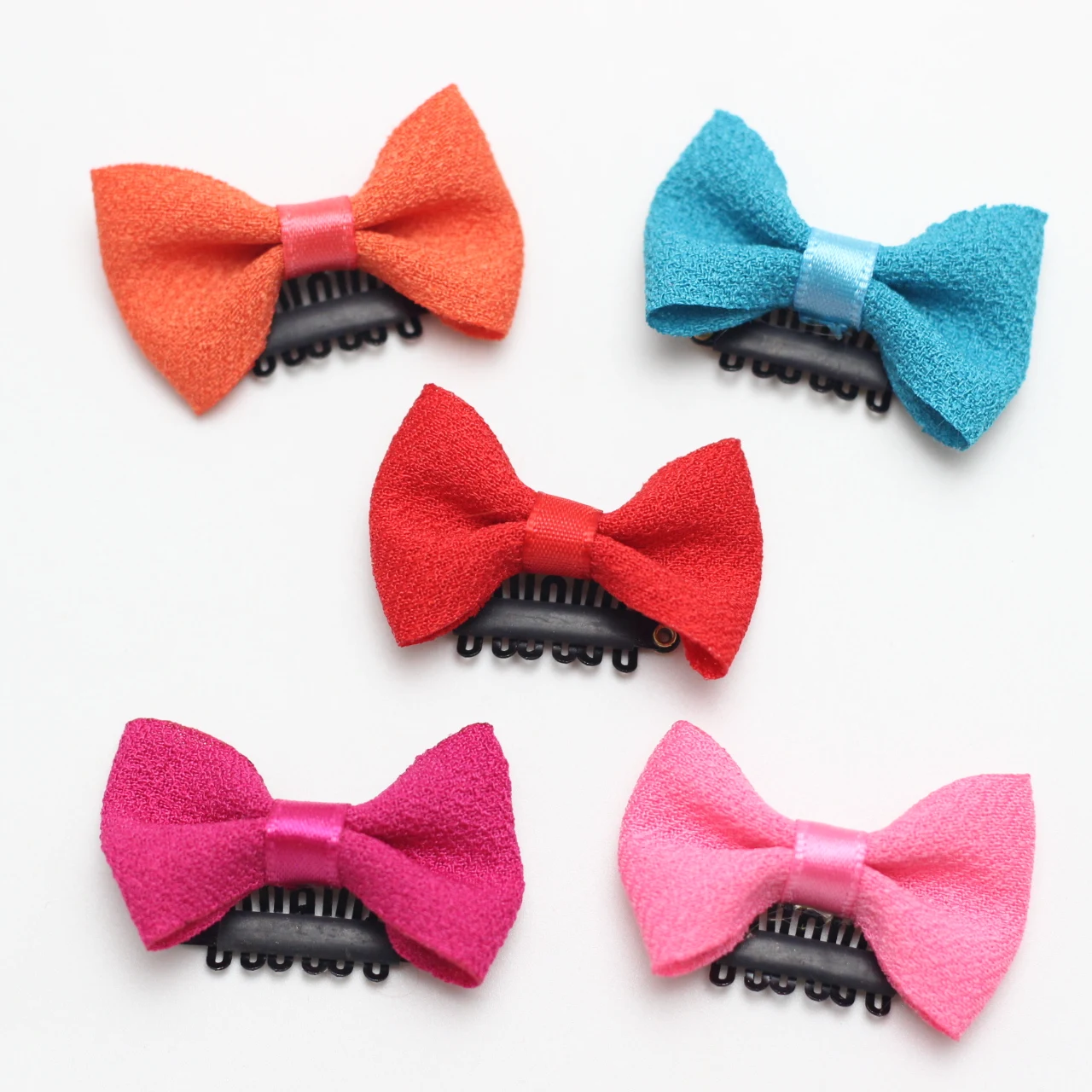 Lazo peque&ntilde;o de 1,6 "para beb&eacute;, lazos de gasa s&oacute;lidos, Mini pestillo de pelo fino, pinza de pelo para reci&eacute;n nacido, horquilla de Color caramelo, 10 Uds.-1
