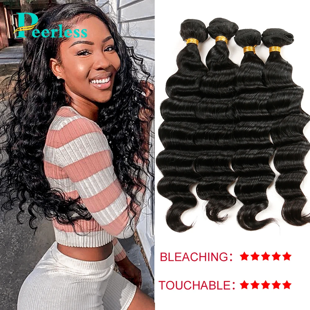 PEERLESS Weave волос девственницы перуанские Волнистые пряди 4 предмета Цвет 100%