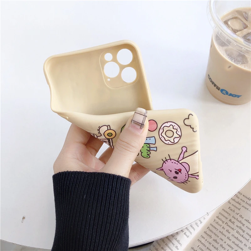 cute cartoon Soft TPU phone cover For iphone 11 pro max 7 8 6 6s plus X Xs XR protective back Matte fitted case pink |