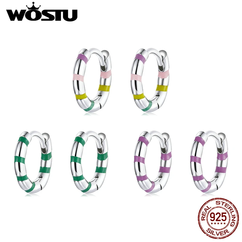 

WOSTU 2021 925 Sterling Silver Colorful Mini Ribbon Ear Buckles Stud Earrings For Women Fashion Party Jewelry CQE1282