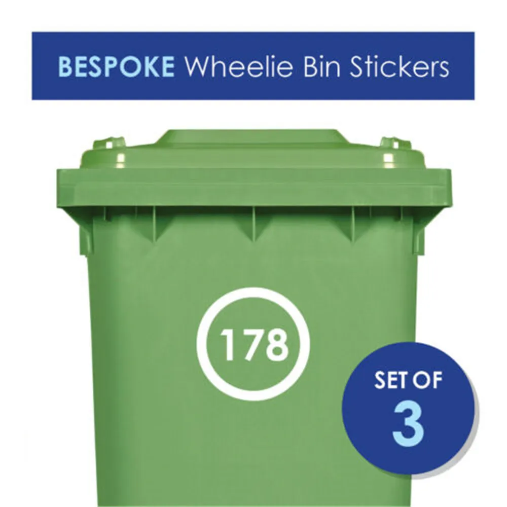 3 x Wheelie Bin Number Stickers Custom Dustbin House Graphic Adhesive Decal number stickers high quality | Обустройство дома