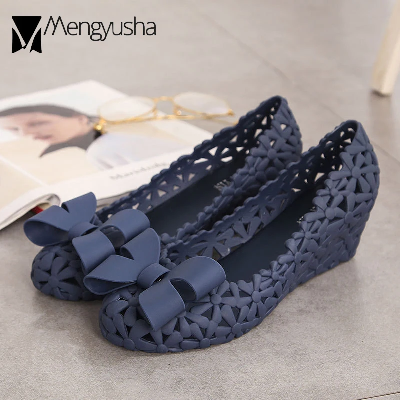 Сандалии-желе женские с вырезами летняя обувь на танкетке Chaussures Femme сандалии