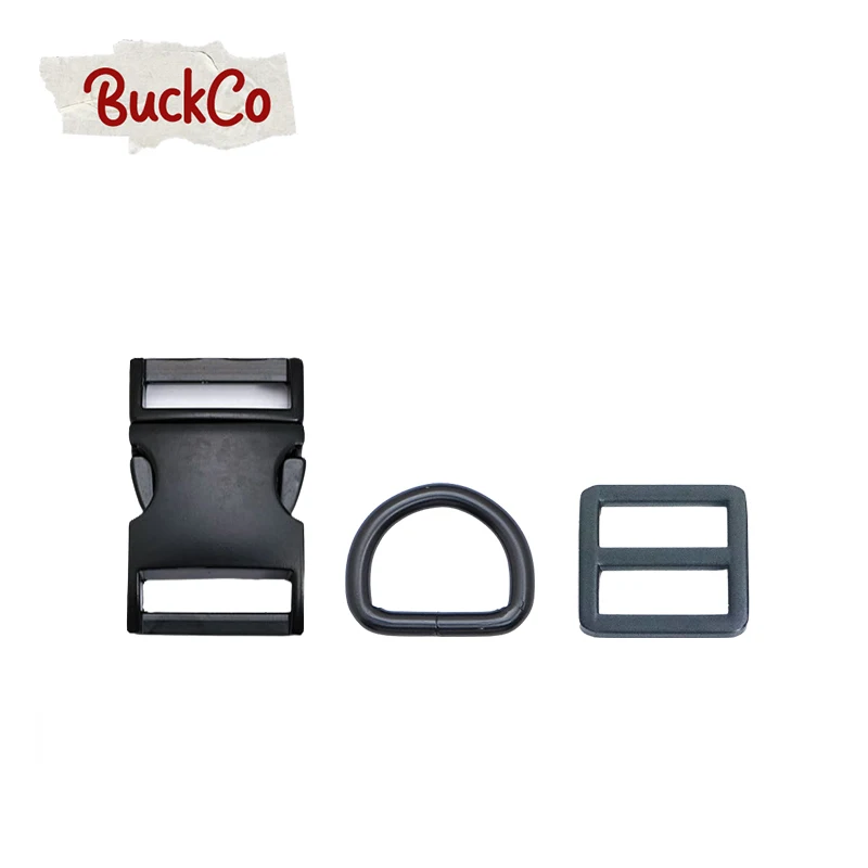 Conjunto de accesorios para collar de perro y mochila, set de 50 unids/lote con hebilla de metal, en D y anillo tri-glid, accesorio de bricolaje de 8 colores de 15mm a 30mm y 4 tama&ntilde;os-2