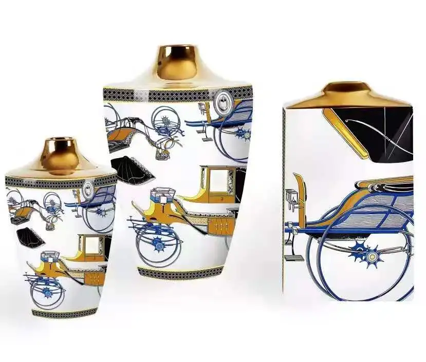 Ваза для декора гостиной в современном европейском стиле черная синяя лошадь