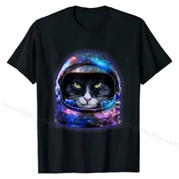 bicolor cat in in space galaxy astronaut helmet t shirt cotton print tees hip hop men t shirts printed