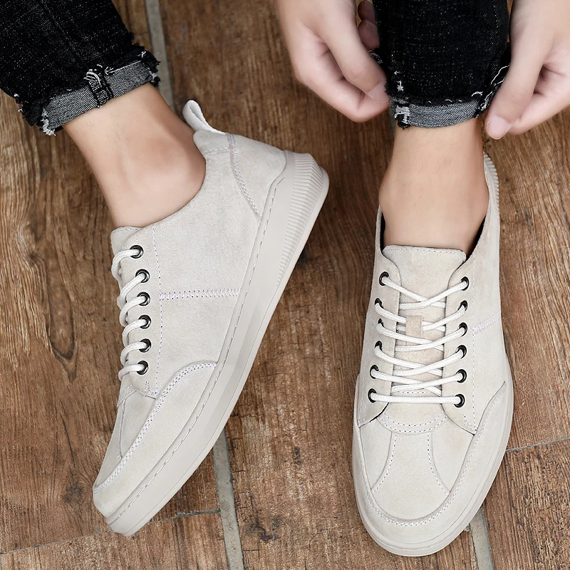 Кроссовки мужские из коровьей замши на шнуровке повседневная удобная обувь