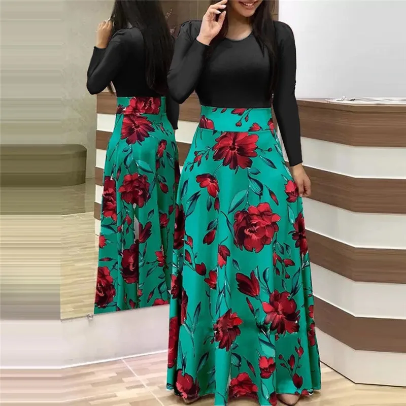 Женское платье с длинными рукавами и принтом взрывное женское длинным рукавом