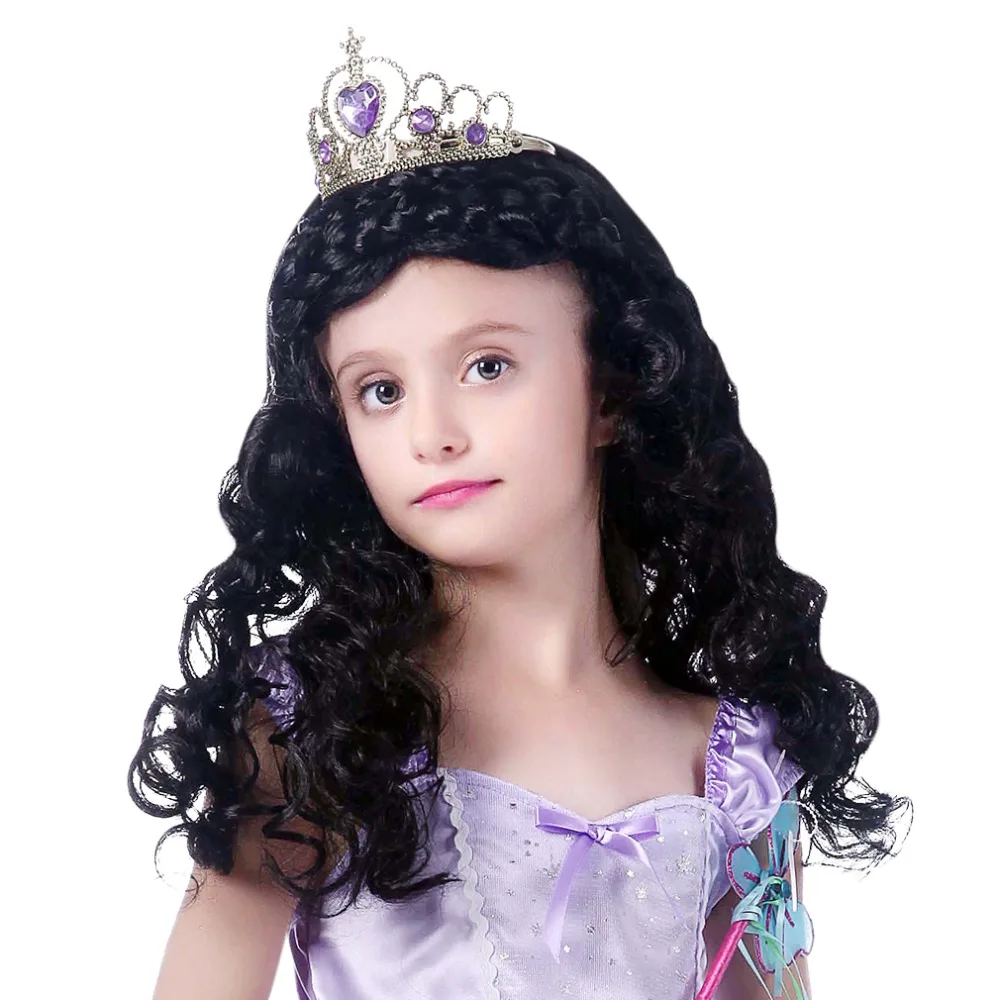 21 &quotсинтетический кудрявый Косплей парики с плетеной челкой черный коричневый