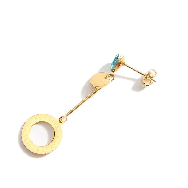 

Summer Hot Selling Tarnish Free Stainless Steel Gold Ring Pendant Lettering Micro Inlaid Rhinestone Earrings Jewelry
