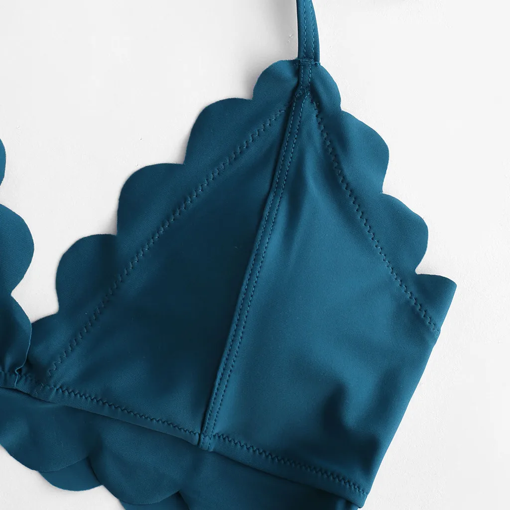 Купальный костюм женское бикини 2020 Женский однотонный комплект купальник с