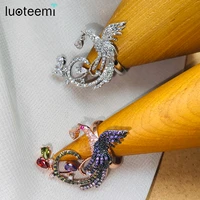 luoteemi gorgeous multiple colors women finger rings bird phoenix rings bird of wonder new arrival