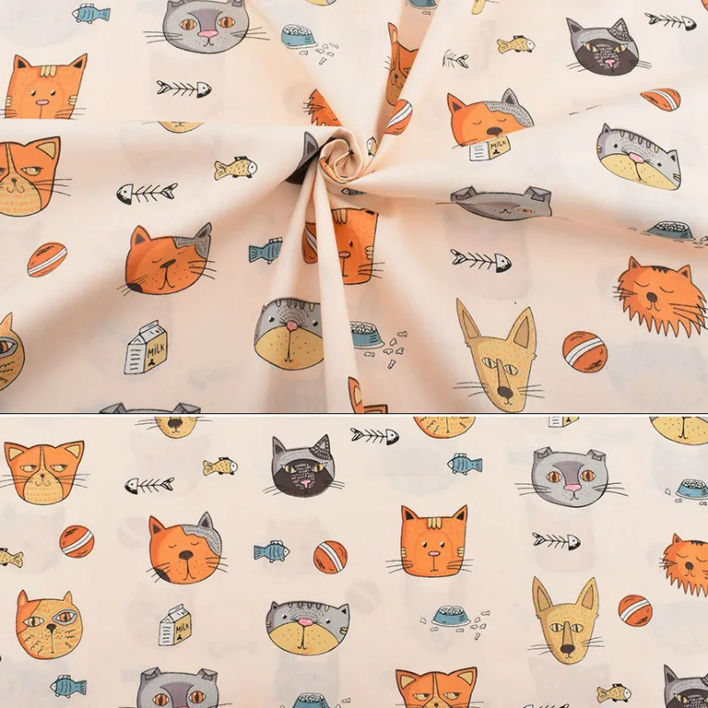 

8pcs/Lot Cartoon Animal Print Cotton Twill Fabric Suit 100% Pure Cotton Twill Fabric for DIY Patchwork Baby Cloth Craft 40x50cm