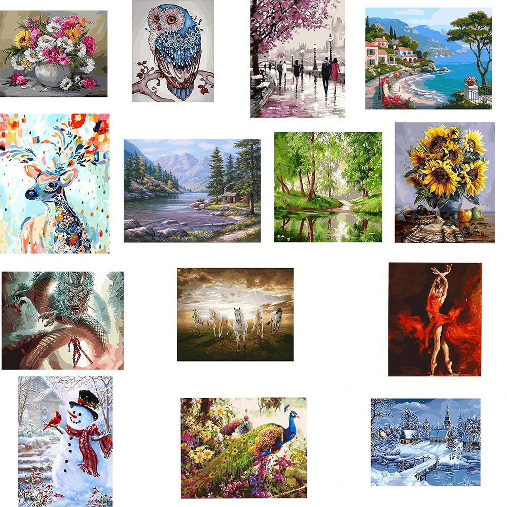 Персонажи цветы пейзажи животные цифровые картины маслом сделай сам для