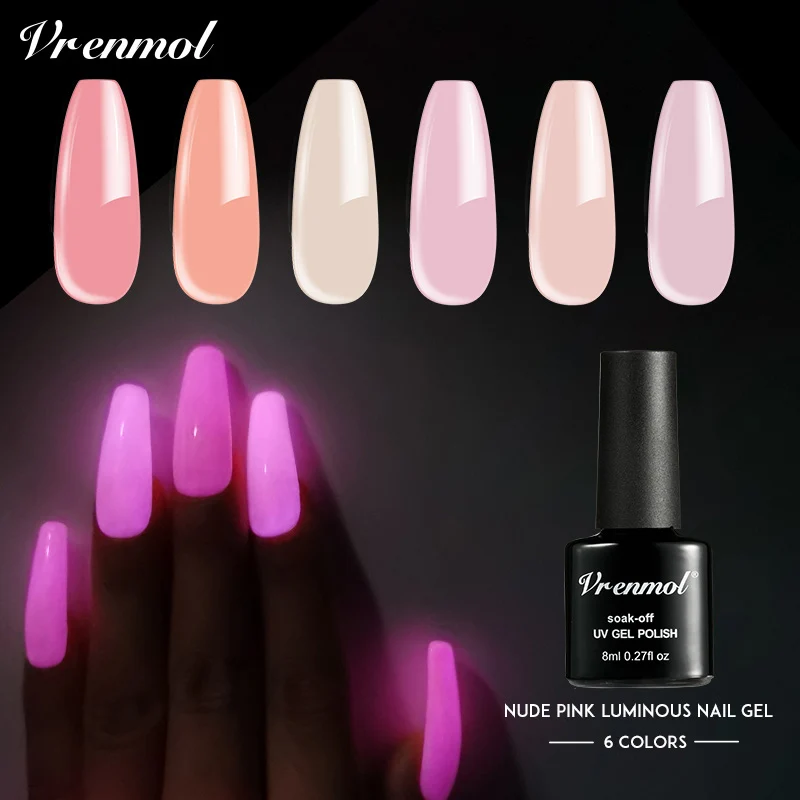УФ гель для ногтей Vrenmol телесный Розовый светящийся Гибридный Гель лак