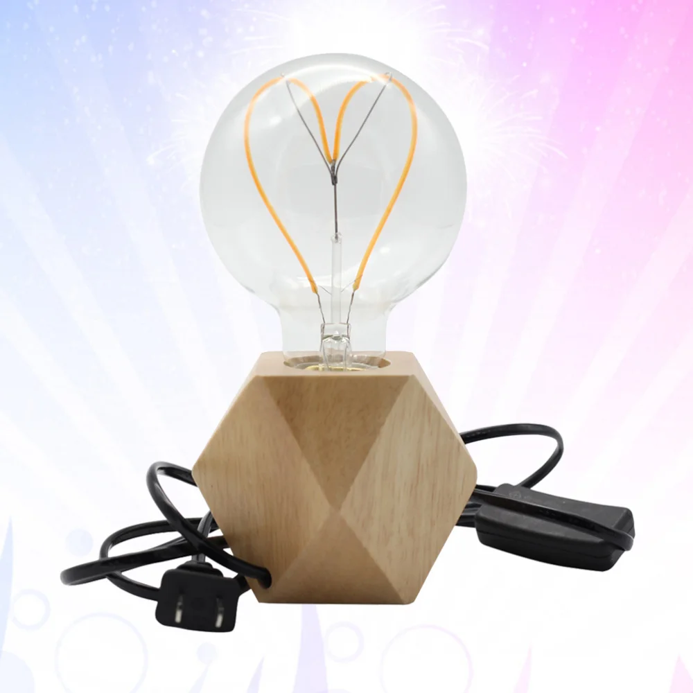 

1pc E27 Lamp Holder Wooden Base Rhombus Vintage Style Switch Holder for Home Office without Bulb (US Plug Khaki)