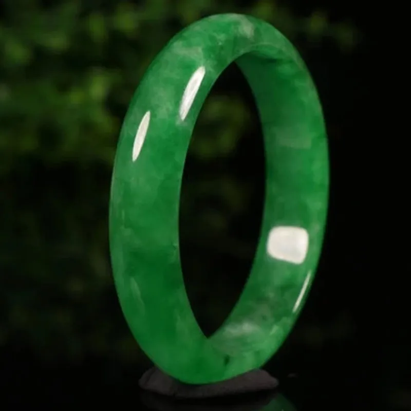 Натуральный бирманский нефритовый зеленый браслет элегантные ювелирные изделия