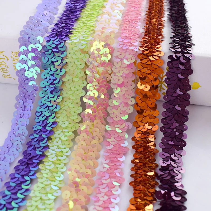 10 ярдов 2 см эластичные пайетки кружева ленты фурнитура стрейч ткань для сцены