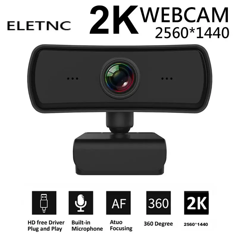 

Webcam 2K 2560*1440P HD Computer PC Web Cam With Microphone USB Plug And Play Video Call Laptop Gamer Webcast Live Mini Camera