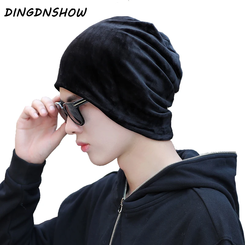 [DINGDNSHOW] 2019 Шапка бини хлопковая зимняя шапка для взрослых бархатная женская