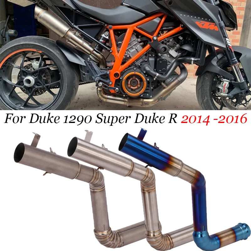 For KTM 1290 Super Duke R Motorcycle Full Exhaust Escape Modified Titanium Alloy Slip On Middle Link Pipe 60.5mm Without Muffler