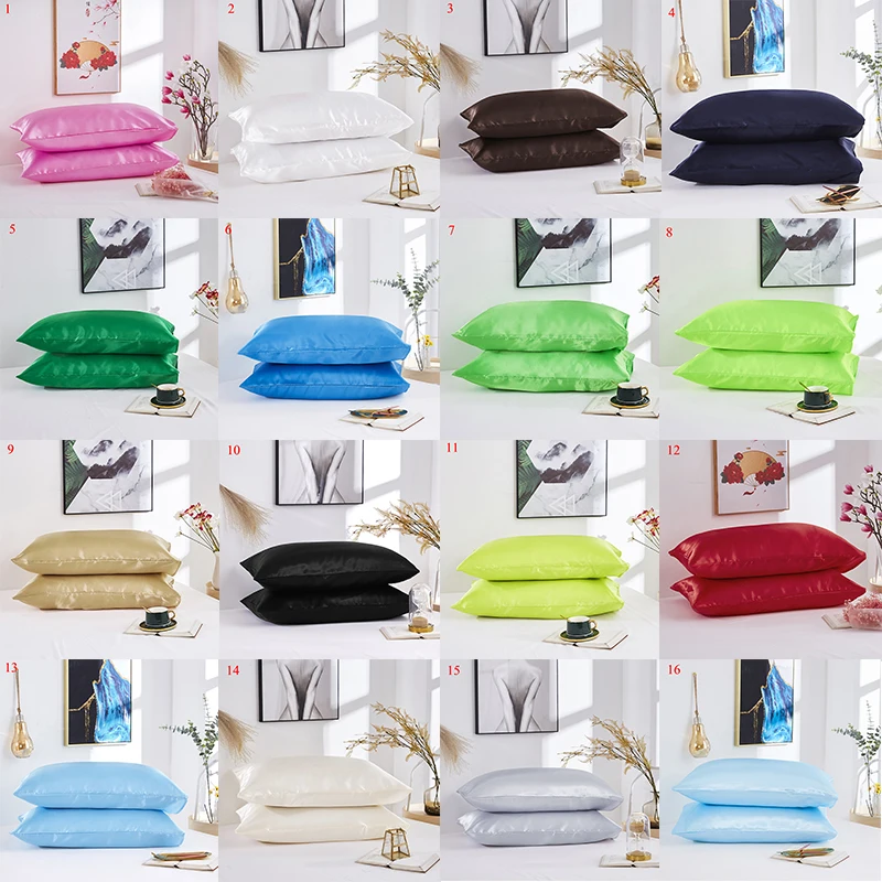 

1PC Imitate Silk Satin Bedding Pillowcase Smooth Home Solid Color Pillow Case Soft Comfortable Cushion Cover Hot Sale