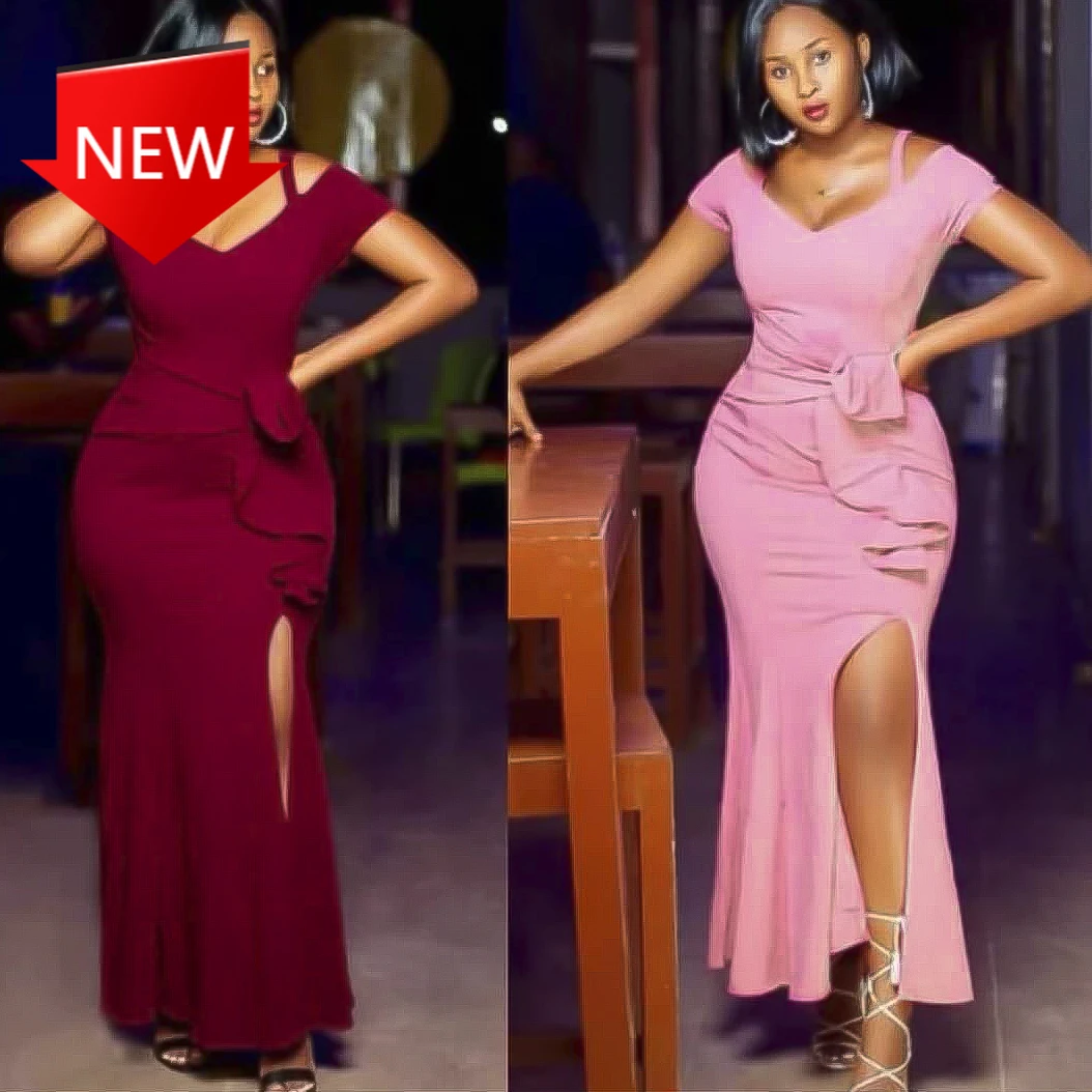 

Wedding Party Dress 2021 African Dresses For Women Elegant Ladies Clothes Slim Long Dress robe Dashiki Ankara Split Dresses