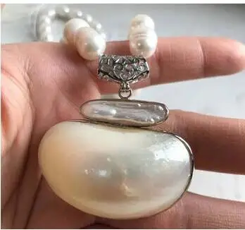 FC030303 17 &quot10-13 мм белый Бива Дэнс Пресноводная жемчужина ожерелье подвеска mabe