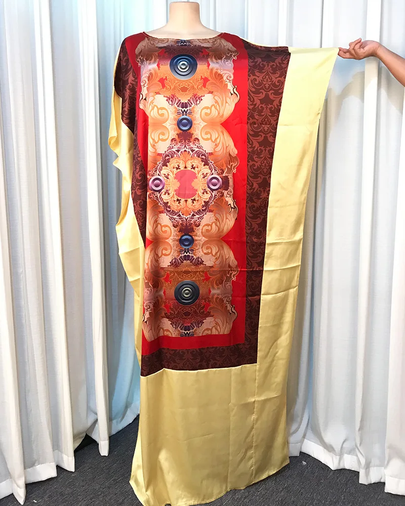 

African Dashiki Dress Print Silk Long Maxi Muslim Abaya Hijab Bandage Bazin Vestido Robe Gowns Africa Clothes Sexy Lady Party
