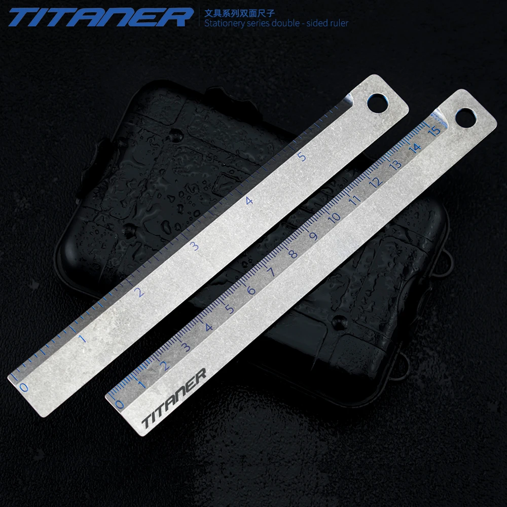1 Piece TITANER Titanium Alloy  Tactical  Ruler EDC Measuring Tool  Defense tool  ENGLISH and Matric Double side Ruler