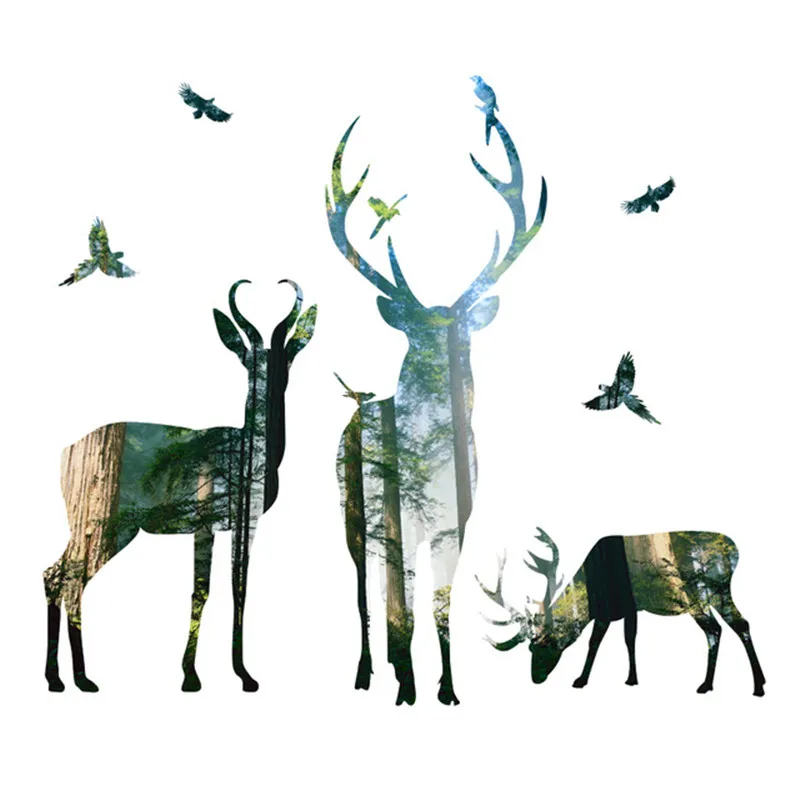 

Pastoral Colorful Deer Wall Stickers House Decoration Nightmare Before Christmas 3D Stickers Wall Decal Living Room Accessories