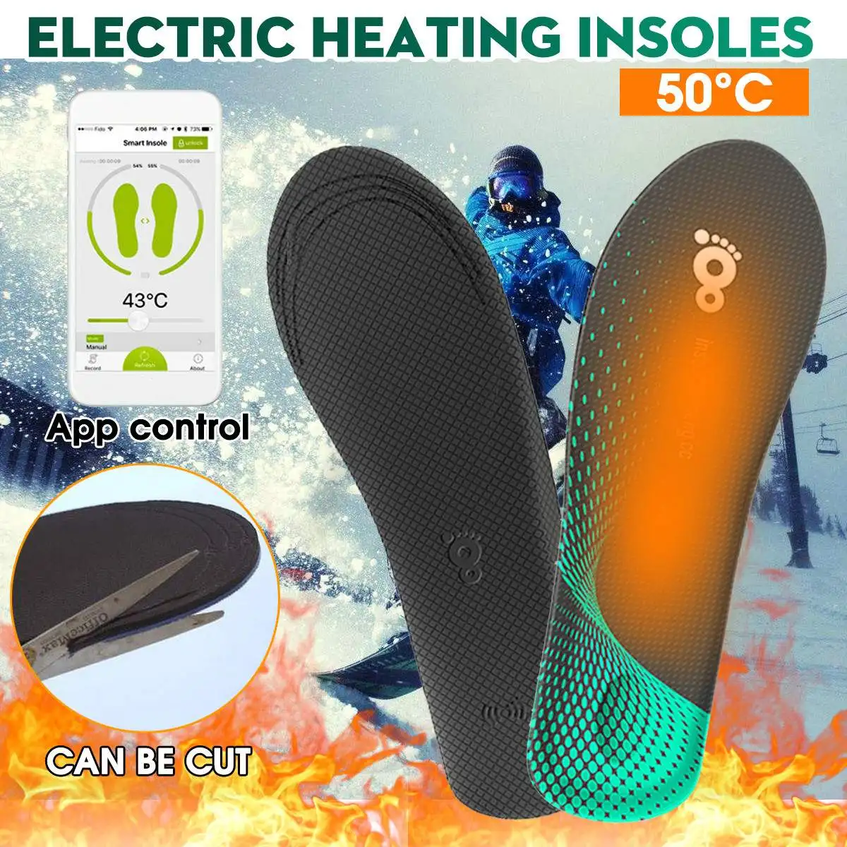 Стельки с электрическим подогревом для мужчин и женщин теплые зимние вставки