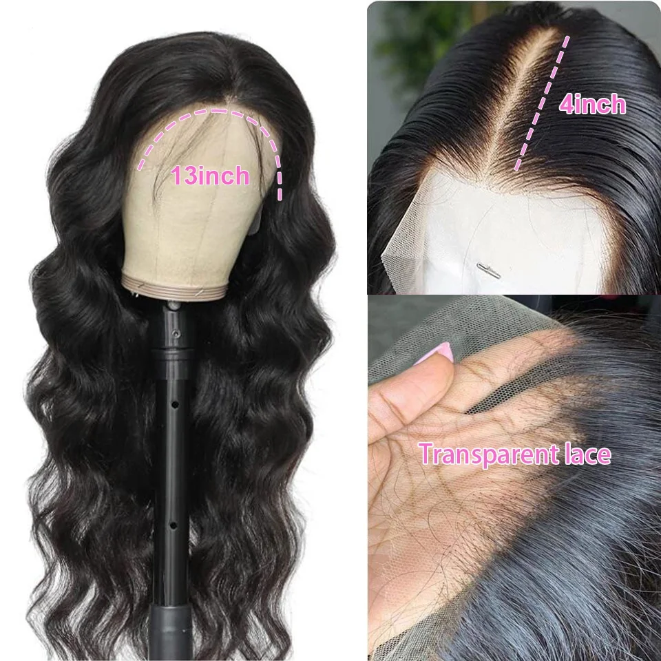 B4U Body Wave Lace Front Wig Brazilian 13x4 Frontal Wigs For Black Women Human Hair 4x4 Closure | Шиньоны и парики