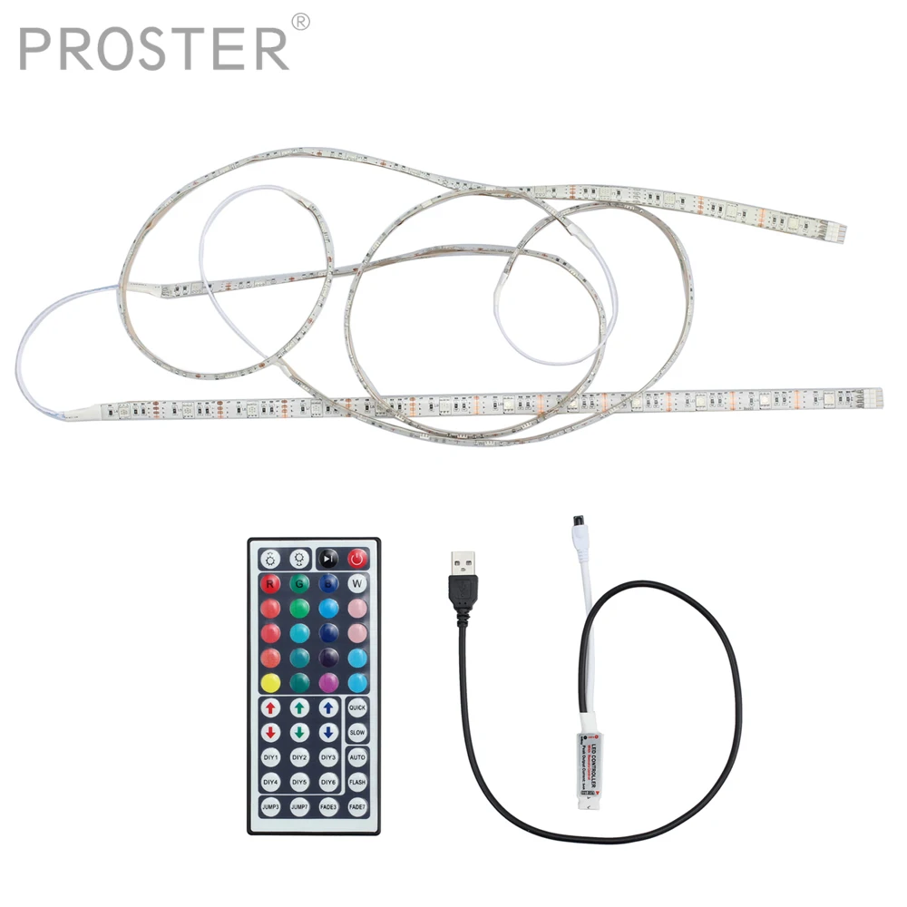 

Светодиодная лента Proster для USB, светильник RGB с изменением цвета, подсветка телевизора, светильник с пультом дистанционного управления