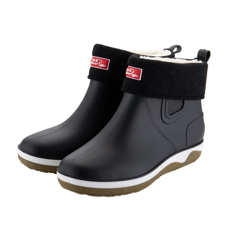Rainshoes Men's Waterproof Rain Boots Non-Slip Rubber Chef Shoes Removable Velvet Cover Four Seasons Work |