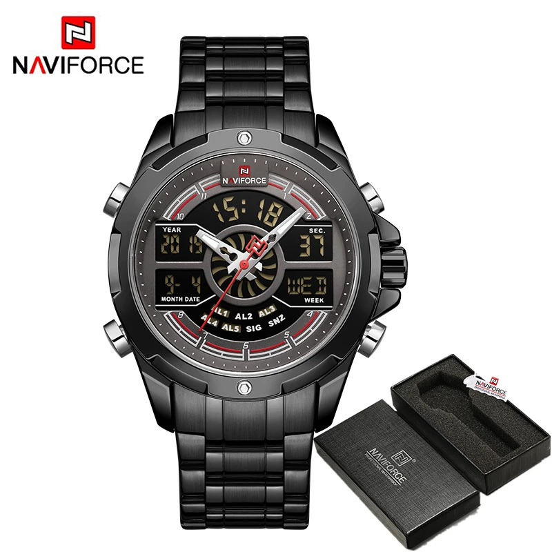 BGY BOX NAVIFORCE, роскошные мужские спортивные часы, брендовые военные водонепроницаемые цифровые кварцевые наручные часы с подсветкой, мужские часы - Цвет: BGY BOX