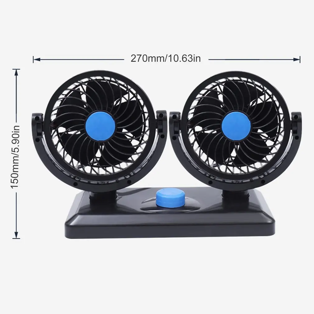 

360 Rotating Free Adjustment Dual Head Car Auto Cooling Air Fan Car Cooling Swing Dashboard Ventilation Fan Air Circulator