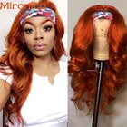 Парик из натуральных волос для чернокожих женщин, оранжевый имбирный цвет, хайлайтер, волнистая повязка на голову, бразильские 100% Remy, безклеевые манекен для шарфа парика