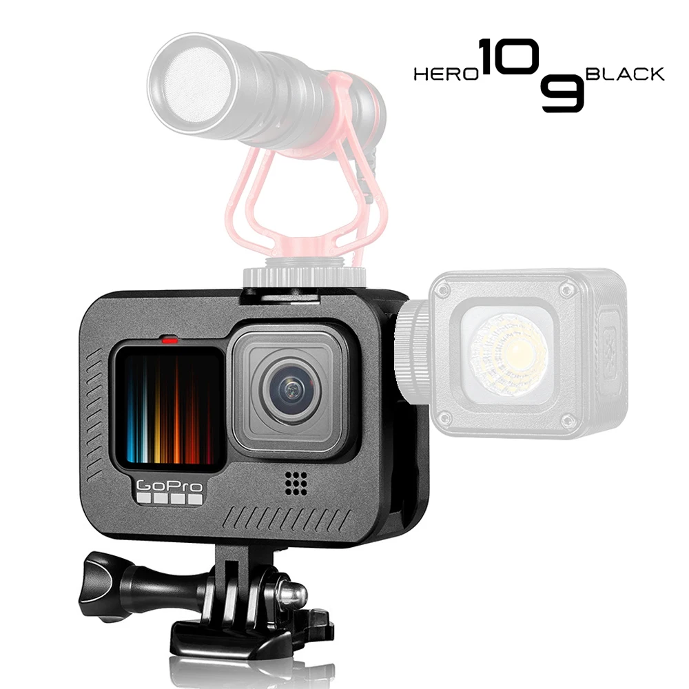 

Чехол из алюминиевого сплава для GoPro 9 10, двойной обувной держатель с зарядным портом для телефона 10, черные аксессуары