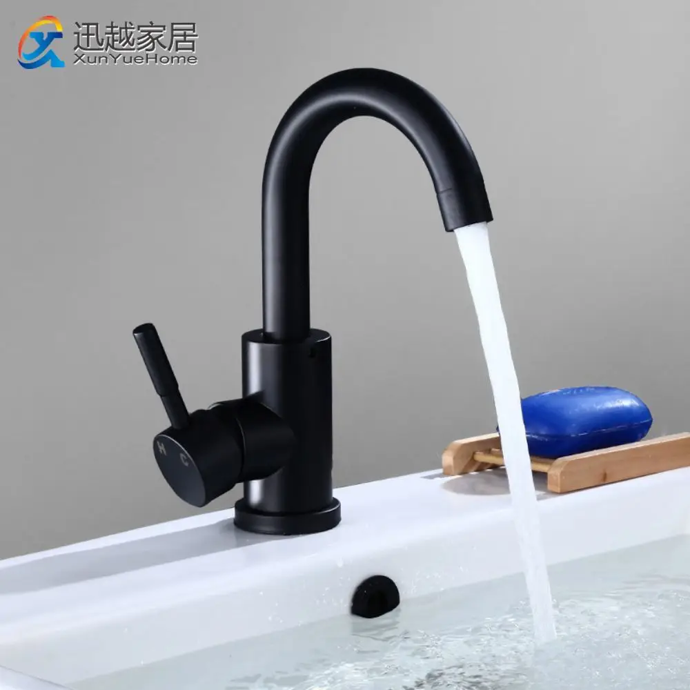 

Basin Faucet Black 304 Stainless Steel Bathroom Washbasin Under Counter Hot and Cold