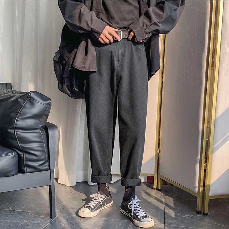 2020 Spring Straight Pants Men Solid Color Fashion Casual High Quality Loose Zipper Jean Trousers Denim M-XXL | Мужская одежда