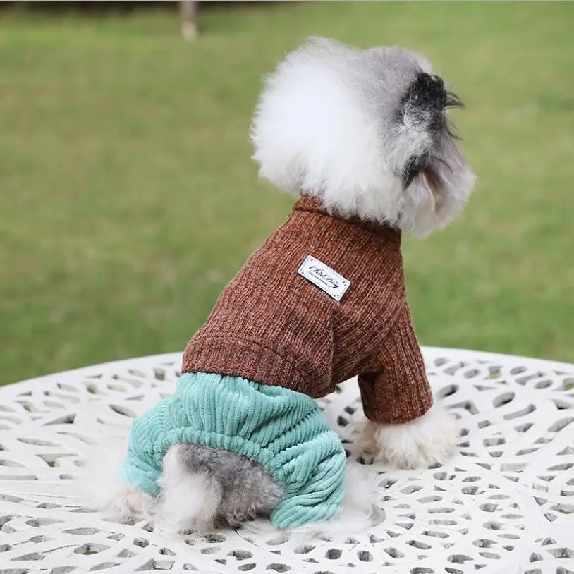 Спецодежда для свитер собак Верхняя теплая одежда боди чихуахуа Cordurory штаны