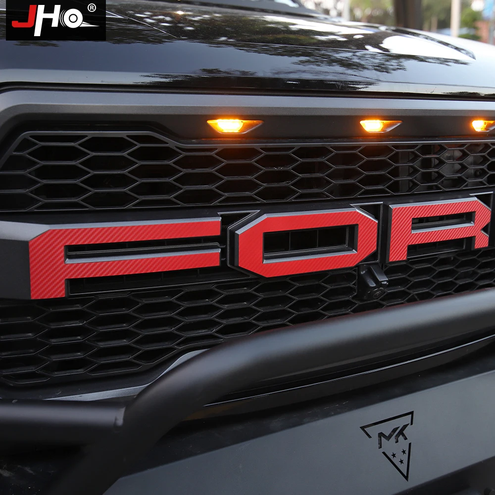 JHO Pickup Accessories Tail Hood Engine Grille Red Letters Sticker Graphics Vinyl Decal for Ford F-150 Raptor